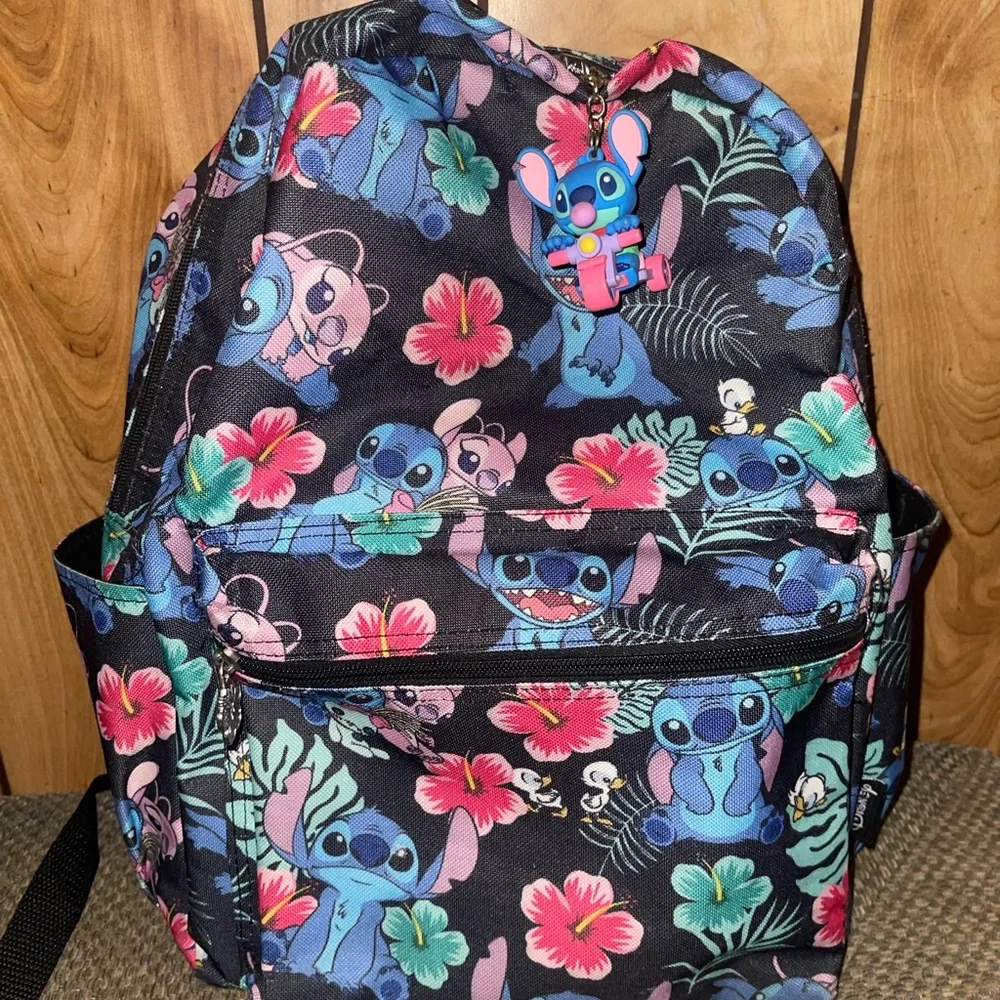 Colorful Stitch Backpack with Floral Design - Picture 1 of 10